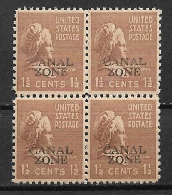 1939 Canal Zone 119 1½¢ Martha Washington MNH block of 4 - Image 1 of 1