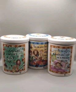 Johnson Brothers 'Born To Shop' Tea Coffee and Sugar Canisters Kitchen Storage - Picture 1 of 24