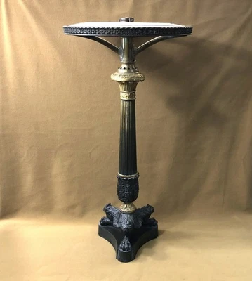 ancienne lampe à huile " SINOMBRE " bronze patiné et doré 56cm XIXème no pétrole - Photo 1/4