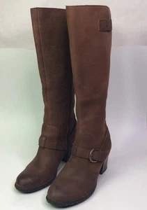 Born Natasha braun Leder Harness Schnalle kniehoher Absatz Stiefel Größe Damen 8,5 - Bild 1 von 13