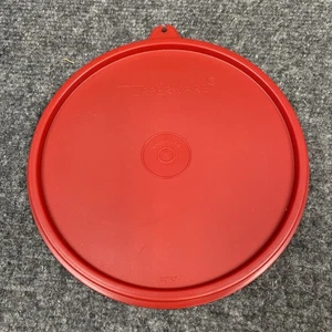 Tupperware Bright Red Round Seal 227 "C" Tab 6.5” Replacement Lid Only - Picture 1 of 3