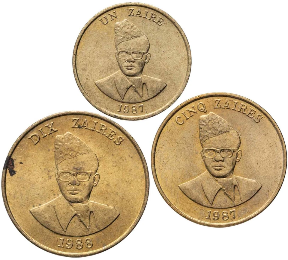 Zaire. Coins set #1 (3 coins. XF-aUnc) 1987-1988 - Image 1 of 2