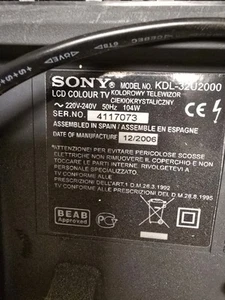 Sony TV 32 Inch KDL-32U2000 Retro Gaming TV LCD HDMI Scart RCA Working 32"BRAVIA - Picture 1 of 4