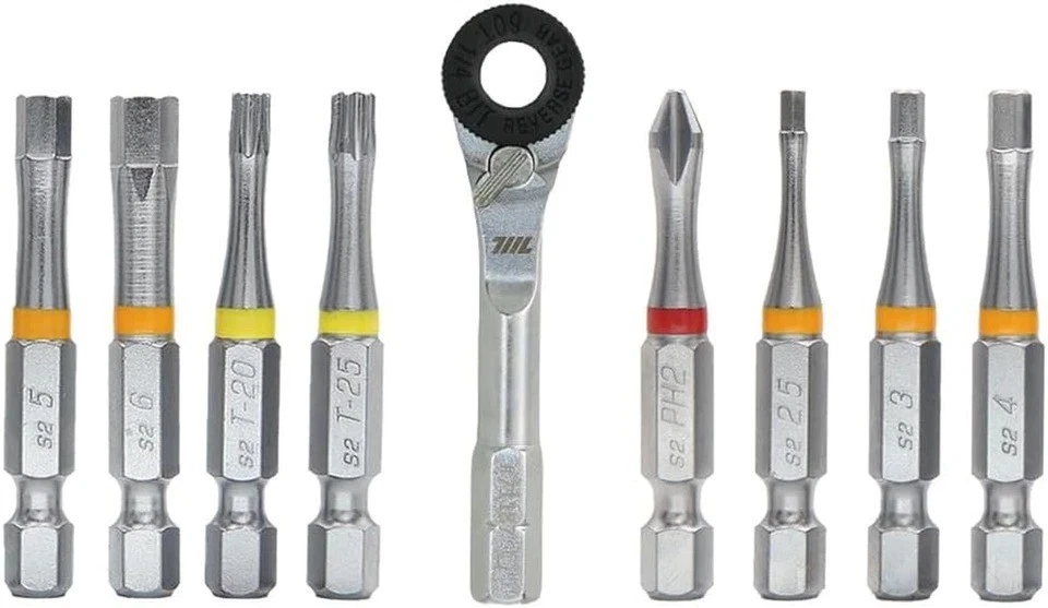 Hex End EDC Ratchet Wrench and 8 PCS 50Mm Bit Bundle - Accessory for Tools with - Image 1 of 4
