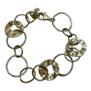 Silpada Sterling 925 Silver Hammered Circle Paper Chain Bracelet B1217 7.5 inch - Picture 1 of 6