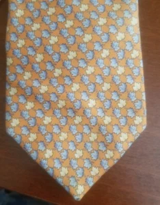 Men's Brooks Basics Silk Tie orange blue yellow leaves Made in USA necktie - Picture 1 of 4