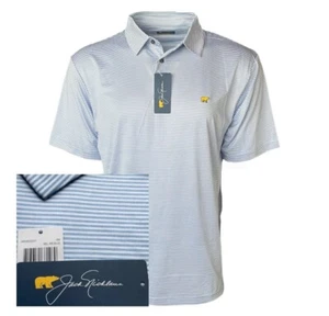 Camisa Polo Jack Nicklaus Bel Air Azul Rayas Manga Corta Poliéster Nueva con Etiquetas Para Hombres LG - Imagen 1 de 2