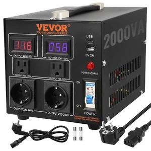VEVOR Convertitore Tensione Step-up/Down 220-110V/110-220V 2000VA Uso Domestico - Imagen 1 de 12