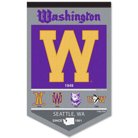 Washington UW Huskies Heritage Logo History Banner Pennant Cover
