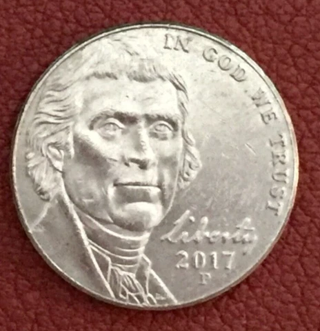 2017 P Jefferson Nickel - actual coin - free shipping Cover