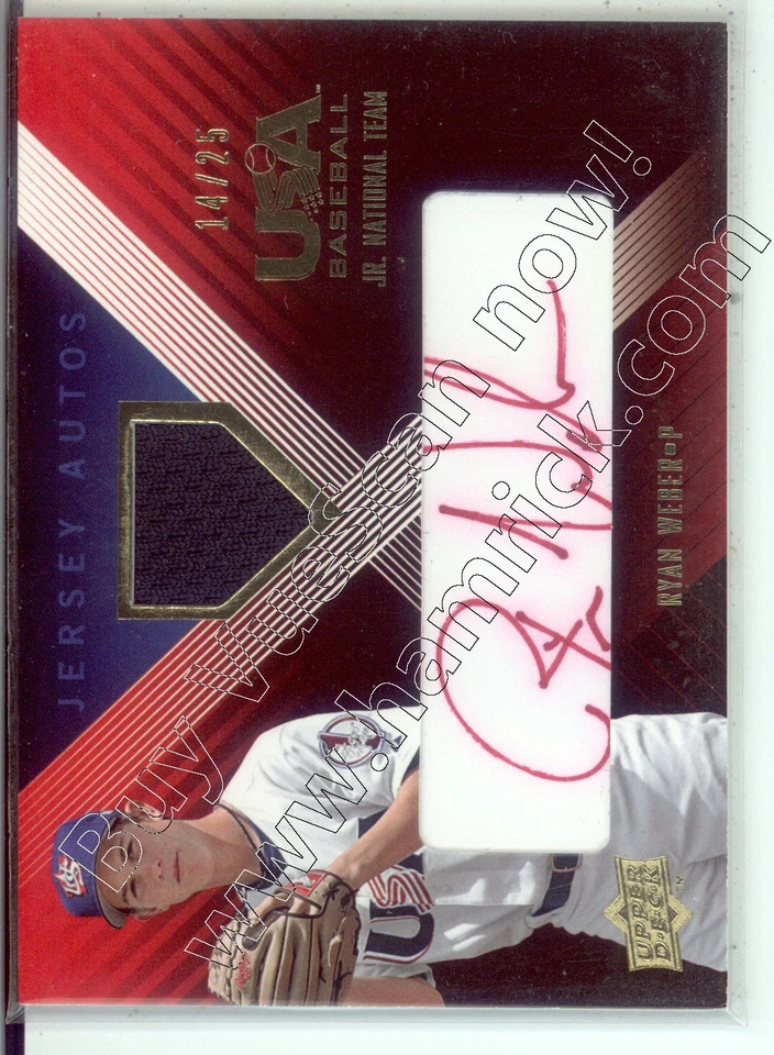 ryan weber rc rookie draft auto autograph gu jersey patch team usa #/25 2008 - Image 1 of 1