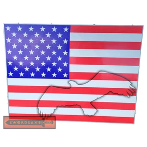 Bandiera americana USA 32" x 24" espositore da parete in legno cornice alluminio Patriot - Foto 1 di 2