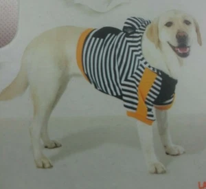 Black and White Stripe Orange Trim Dog Cropped Hoodie - L - Hyde & EEK! Boutique - Picture 1 of 4