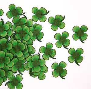 3 pack green with brown hue shamrocks/4 leaf clovers Embroidered Iron on Patches - Picture 1 of 1