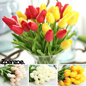 5/10/20x Artificial Tulip Flowers False Fake Bouquet For Home Wedding Supplie UK