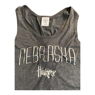 Nebraska Huskers Womens Gray Tank Top Size Small Raised Letter - Image 1 of 4