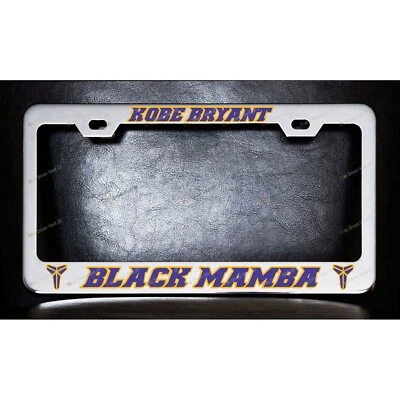 Kobe Bryant Negro Mamba Cromo Metal Marco de Placa Tapa de Tornillo Púrpura Amarillo Foto 1 de 4