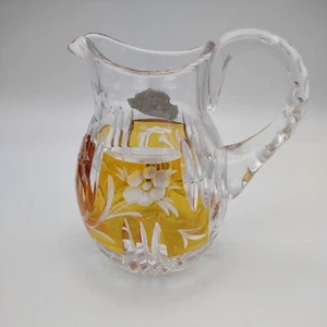 Josephinenhutte Flowers Crystal Glass Hand-Cut Pitcher / Vase - Picture 1 of 9