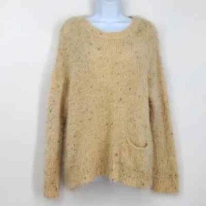 Fluffy Fuzzy Warm Cozy Fall Sweater Oatmeal Rainbow Confetti Pocket Size Medium - Picture 1 of 5