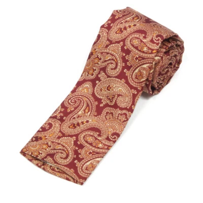 Corbata de cuello vintage de hombre con punta cuadrada roja y amarilla de cachemira ROOSTER para hombre Foto 1 de 3