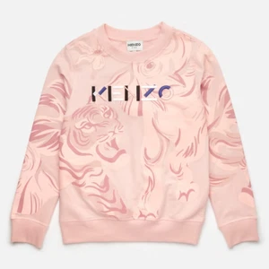 KENZO KIDS 12 PINK LARA SWEATSHIRT EMBROIDERED LOGO TIGER ELEPHANT CREW NECK - Picture 1 of 12