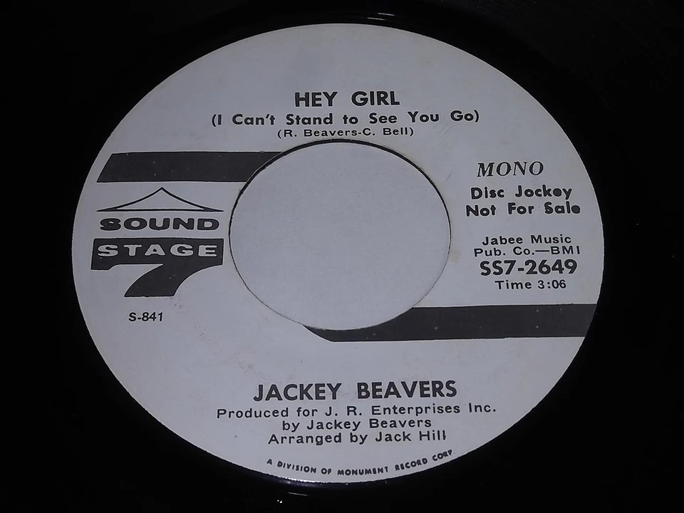 Jackey Beavers: Hey Girl (I Can't Stand To See You Go) (Mono) / (Stereo) 45 Soul - Image 1 of 1