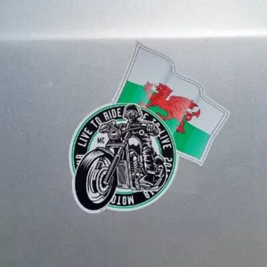 Biker Wales Welsh Dragon Flag Live to Ride Vinyl Sticker For Car Van 106x100mm - Picture 1 of 1