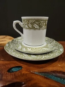 J. & G. Meakin England Green Renaissance China 2 Cup 2 Saucer,2 Plate B-010 - Picture 1 of 10