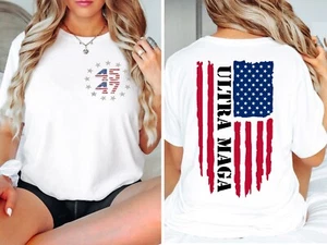 Trump 2024 Ultra MAGA 45 47 Missed Me Never Surrender Legend USA Flag T-Shirts - Picture 1 of 17