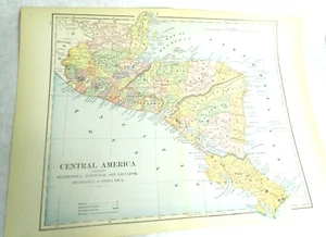 Vintage Central America Map 10x14 inch. Sh1 - Picture 1 of 4