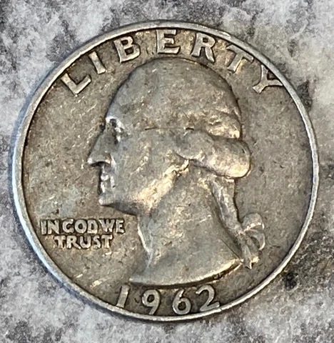 1962 D WASHINGTON QUARTER 90% SILVER COIN - Free Shipping Cover