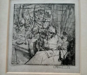JACOB STEINHARDT (1887-1968), Etching , Studying under Candle Lights, Signed - Picture 1 of 4
