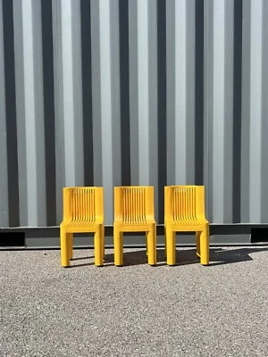 Kartell Marco Zanuso Richard Sapper Childs Chairs, Yellow Set Of 3 - Image 1 of 4