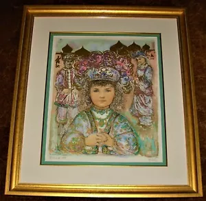 Gerahmt & matt ""DARYA'S TOCHTER"" Edna Hibel handsignierte nummerierte Lithographie  - Bild 1 von 3