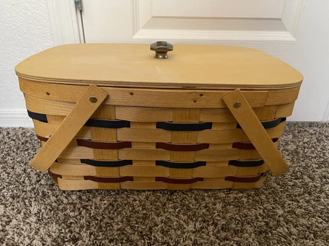 Peterboro Picnic Basket Wood Lid Handle Large Tray Divider Insert Retired NEW Cover