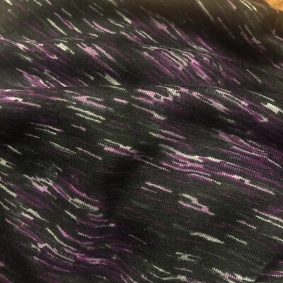 4 1/4 YARDS Stretch Fabric Geometric IKAT Black Purple Modal Viscose Bamboo x66” - Image 1 of 4