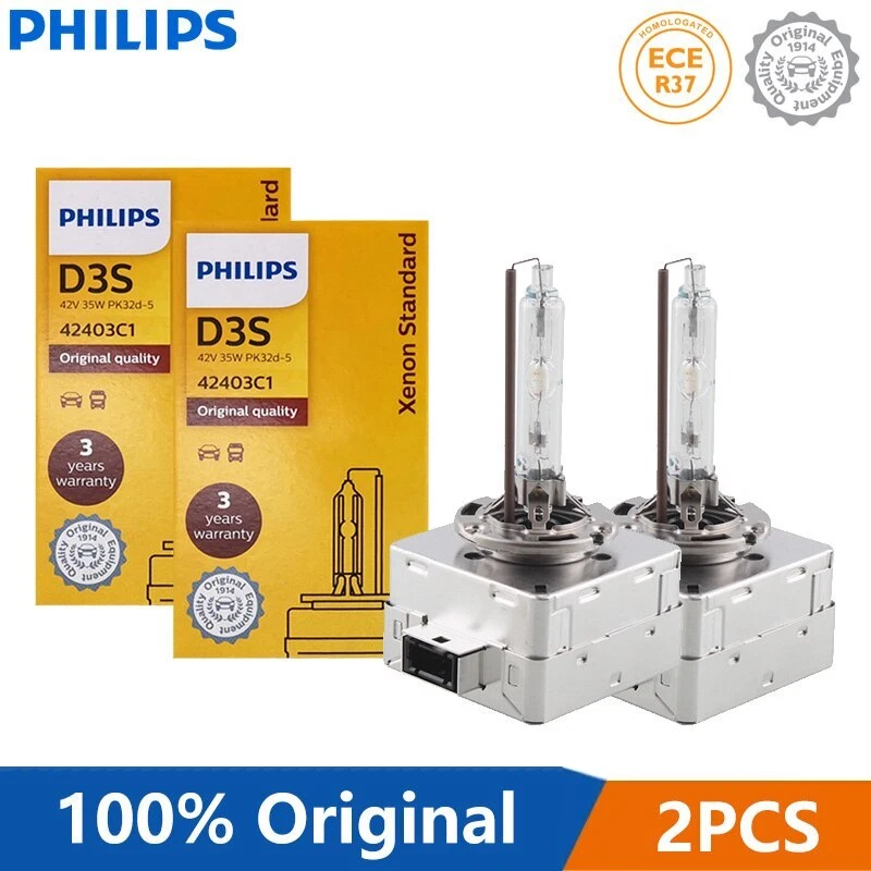 2pcs Philips D3S Xenon Headlight HID 35W Original Car Globes 4200K Standard Lamp - Image 1 of 4