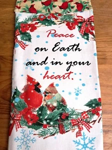 Christmas Peace On Earth Cardinals Hand Towel, Kitchen Towels Hanging Decorative - Picture 1 of 3