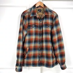 Marmot Ridgefield Heavyweight Sherpa Lined Red Blue Flannel Jacket Men’s Medium - Picture 1 of 11