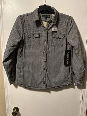 ¡NUEVO CON ETIQUETAS! Chaqueta a Cuadros Negra Forrada Sherpa Lincoln Outfitters Para Hombre Talla M Foto 1 de 4