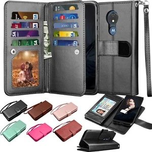 Card Holder Carrying Pouch Folio Flip Leather Wallet Case Cover For Motorola - Picture 1 of 47