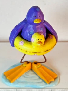 Vtg Russ Berrie Tweet Along with Me Figurine Purple Yellow #11671 Rubber Ducky - Picture 1 of 7