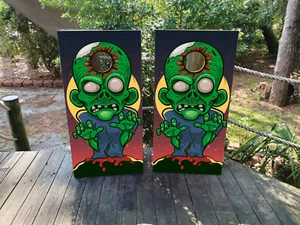IMPERMEABLE Y A PRUEBA DE DECOLORACIÓN Cornhole Board Wraps Zombie Apocalypse / - Imagen 1 de 9