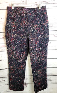 Gloria Vanderbilt Amanda Purple Pink Floral Straight Leg Jeans Women's Size 16 - Picture 1 of 10
