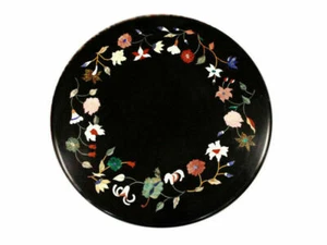 18 Zoll Tisch Marmor Intarsien Platte Pietra Dura Haus Garten Kaffee Esszimme... - Bild 1 von 4