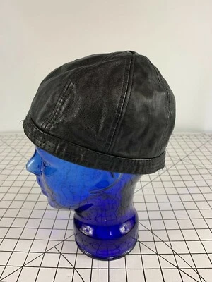 Vintage 50s Antique Motorcycle Skull Hat Cap Distressed Leather Chopper Harley - Image 1 of 4