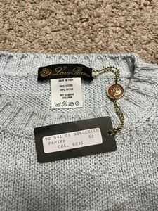 Suéter Loro Piana Girocollo Papiro Talla 52 Grande Para Hombre Azul 100% Algodón Nuevo con Etiquetas - Imagen 1 de 13