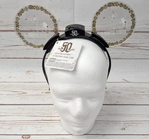 Disney Haunted Mansion 50th Anniversary Light Up Mickey Ears Headband NWT - Picture 1 of 6