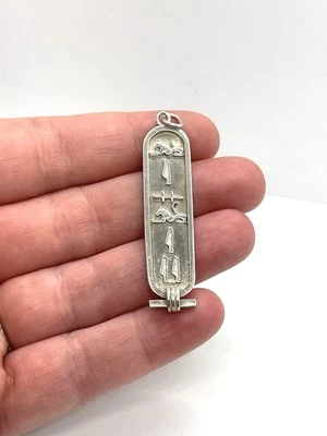 Colgante cartucho jeroglífico egipcio vintage de plata de ley Foto 1 de 4
