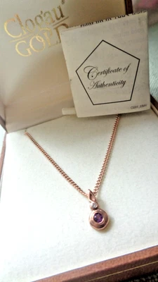 Clogau Gold Pendant Necklace Welsh 9ct Rose gold Amethyst & Diamond  CADER IDRIS - Image 1 of 4